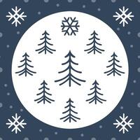 Winter nights seamless pattern with glittering ice crystals soft moonlight and snowy trees for a cold tranquil winter night vector