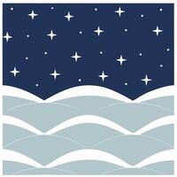 Winter nights seamless pattern with snowy hills distant mountains and sparkling stars for a peaceful remote winter landscape Set 2 vector