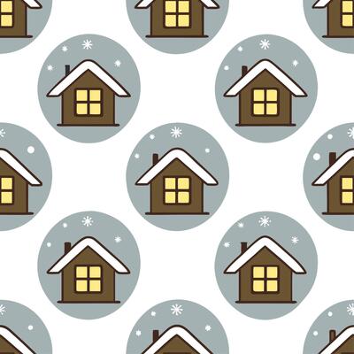Winter nights seamless pattern with snowy hills distant mountains and sparkling stars for a peaceful remote winter landscape