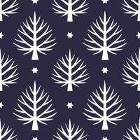 Winter nights seamless pattern with frosty trees soft snowflakes and quiet night skies for a calm reflective atmosphere Set 2 vector