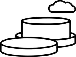 White cylindrical podium with two levels used for displaying products set against a beige wall background Set 3 vector