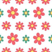 Whimsical summer flowers seamless pattern with playful shapes and bright colors for fun imaginative summer designs vector