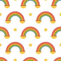 Whimsical pots of gold and rainbows seamless tile pattern with vibrant colors vector