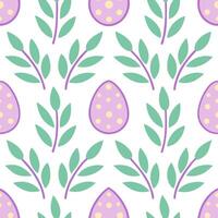 Whimsical Easter eggs and spring branches seamless tile pattern with playful pastel tones vector