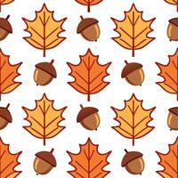 Warm autumn leaf and acorn seamless tile pattern with rich colors and cozy textures vector