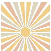 Vintage spring sunshine seamless pattern with muted colors and soft sunburst for retro style spring decor vector