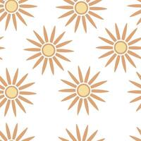 Vintage spring sunshine seamless pattern with muted colors and soft sunburst for retro style spring decor Set 2 vector