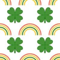 Vibrant shamrocks and rainbows seamless tile pattern with festive spring accents vector