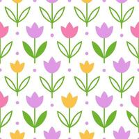 Vibrant Easter tulips and hummingbirds seamless tile pattern with lively spring vibes Set 2 vector