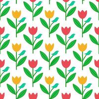 Vibrant Easter tulips and hummingbirds seamless tile pattern with lively spring vibes vector