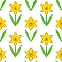 Vibrant Easter daffodils and hummingbirds seamless tile pattern with lively spring energy vector