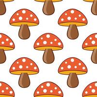 Vibrant autumn mushrooms seamless tile pattern with colorful caps and earthy stems vector