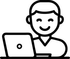 Vertical portrait of happy young African business man with laptop working in office Smiling professional businessman company worker or student looking at camera using computer sit vector