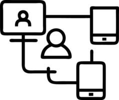 User profiles represented by floating digital interfaces showing user data and analytics in a professional workspace setting vector