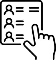 User Profile Selection A hand scrolling through holographic user profiles for hiring or verification vector