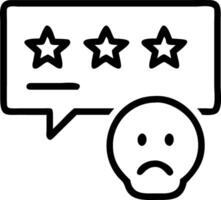 Unhappy user gives bad review and low rating with sad emotion face on holographic online survey interface symbolizing dissatisfied customer feedback vector