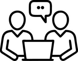 Two seasoned leaders jointly analyzing data on laptop fostering mutual insights strategic planning transparent partnership in office vector