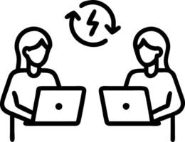 Two professional women of different ages collaborating in green workspace fostering mentorship and strategy exchange vector