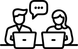 Two happy diverse professional colleagues Latin businessman and Asian woman corporate executives work together in office using laptop talking and looking at computer during meeting Set 2 vector