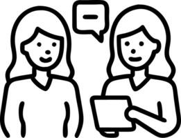 Two happy business women of young and middle age talking standing in creative green office space Smiling professional ladies employees colleagues having conversation using digital Set 4 vector
