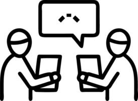 Two executives in vertical frame discussing financial project using tablet aligning synergy shaping corporate vision vector