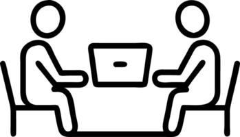 Two busy professional executive team business people working together on business finances analysis looking at computer at office meeting professional manager consulting corporate vector