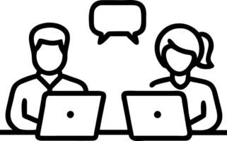 Two busy professional business people working in office with laptop computer middle aged female executive manager talking to male colleague having conversation sitting at workplace Set 2 vector