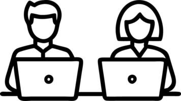 Two busy happy professional business man and woman executive leaders team using laptop working on computer at work desk having conversation on financial project at meeting in offic Set 7 vector