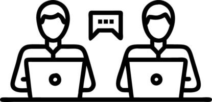 Two busy happy diverse male employees using laptops computers talking in office Professional young business men workers team having conversation working on project sharing ideas s Set 15 vector