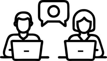 Two busy happy professional business man and woman executive leaders team using laptop working on computer at work desk having conversation on financial project at meeting in offic Set 4 vector