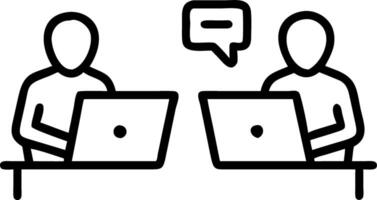 Two busy happy diverse male employees using laptops computers talking in office Professional young business men workers team having conversation working on project sharing ideas s Set 12 vector