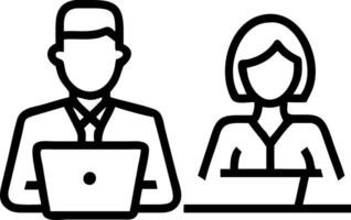 Two busy happy diverse professional business team people working in office using digital tablet older male executive manager talking to young female colleague having conversation s vector