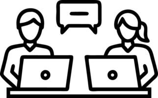Two busy happy professional business man and woman executive leaders team using laptop working on computer at work desk having conversation on financial project at meeting in offic Set 3 vector
