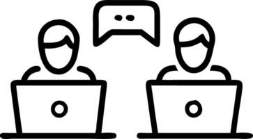 Two busy happy diverse male employees using laptops computers talking in office Professional young business men workers team having conversation working on project sharing ideas s Set 9 vector