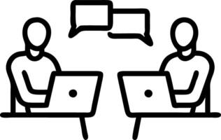 Two busy happy diverse male employees using laptops computers talking in office Professional young business men workers team having conversation working on project sharing ideas s Set 4 vector