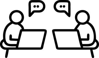 Two busy happy diverse male employees using laptops computers talking in office Professional young business men workers team having conversation working on project sharing ideas s Set 5 vector
