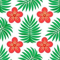 Tropical summer seamless pattern with exotic flowers and vivid tropical foliage for an adventurous design vector