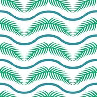 Tropical summer waves seamless pattern with palm leaves and wave textures for exotic beach themed designs vector