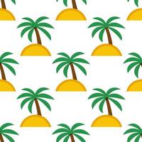 Tropical island seamless tile pattern with palm trees bright sun and sandy beaches vector