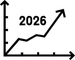 Timeline showing growth from 2026 to 2026 with an upward pointing graph symbolizing business growth projections vector