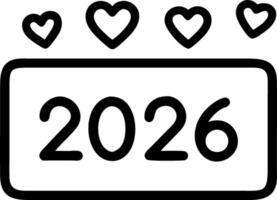 Text 2026 red heart shaped brown paper background new year holiday countdown concept vector