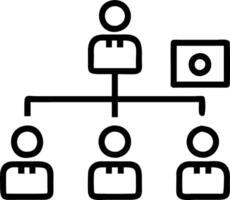 Team management illustrated by a holographic network linking employee icons within an organizational structure highlighting team collaboration Set 2 vector