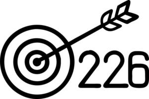 Target setting for 2026 depicted by a block labeled 2026 with a dart hitting a bullseye target representing goal achievement in business planning Set 2 vector