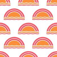 Sunset over the ocean seamless tile pattern with warm orange and pink hues for a vibrant beach vibe vector