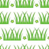 Sunlit grass and flowers seamless tile pattern with gentle spring breezes and vibrant green hues vector