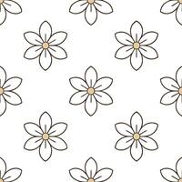 Subtle summer flowers seamless pattern with fine lines and neutral colors for a minimalist elegant design vector