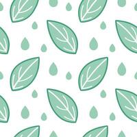 Spring nature seamless pattern with gentle rain droplets on leaves and soft green hues for serene designs vector