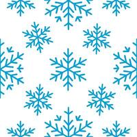 Sparkling snowflakes and icy crystals seamless tile pattern with cool blue tones vector