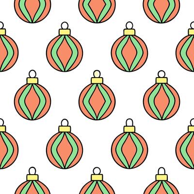 Sparkling Christmas tree ornaments seamless tile pattern with vibrant festive colors