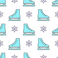 Sparkling ice skates and snowflakes seamless tile pattern with winter sports flair vector